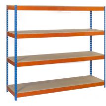 Simonrack - tagère métallique Simon Rack sans vis bleu/orange/bois 4 étagères 2000x1500x900 mm Fabriquée en Espagne