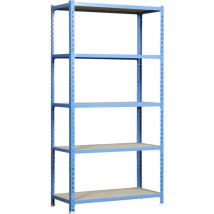 Simonrack - tagère métallique Simon Rack sans vis bleu/bois 5 étagères 2000x1200x500 mm Fabriquée en Espagne