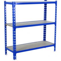 Simonrack - tagère métallique Simon Rack sans vis bleu/bois 3 étagères 1000x900x400 mm Fabriquée en Espagne