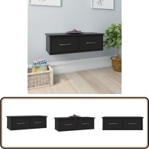 Tagère murale avec tiroirs noir 60x26x18,5cm Bois d'ingénierie - Etagere Murale - Étagère Tiroir - Rangement Mural - Bibliothèque Murale - Déco Murale