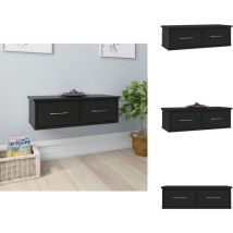 Tagère murale avec tiroirs noir 60x26x18,5cm Bois d'ingénierie - Etagere Murale - Étagère Tiroir - Rangement Mural - Bibliothèque Murale - Déco Murale