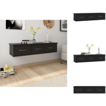 Tagère murale avec tiroirs Noir 88x26x18,5cm bois d'ingénierie - Étagère Murale - Étagère Tiroir - Rangement Mural - Bibliothèque Murale - Déco Murale