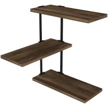 Asir Group LLC – Étagère murale d'angle Frisbi – Marron Noir, Panneaux de particules mélaminé, Métal, 47,4 cm H, 45 cm L, 19,5 cm P