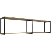 Tagère murale double Icub Industriel Vintage 30x160x47h.cm 18mm Noir