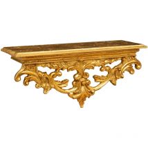 Tagère murale en bois avec finition antique à la feuille d'or L46XPR17XH22 cm fabriquée en italie