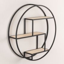 Tagère murale en bois et acier Kafren Sklum Black&Natural