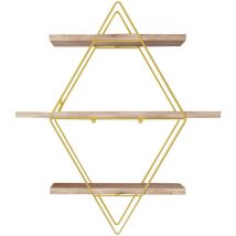 Tagère murale en forme de coubo avec 3 niveaux d'or