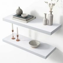Amada Homefurnishing - Etagère murale flottante, 2 pièces, 60x17x3cm, design simple et rustique, pour cuisine, séjour et bureau, salle de bain,