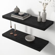 Amada Homefurnishing - Etagère murale flottante, 2 pièces, 60x17x3cm, design simple et rustique, pour cuisine, séjour et bureau, salle de bain,