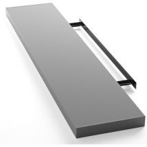 Tagère murale flottante mdf robuste effet flottant support de fixation inclus étagère bois rangement livre 110 cm Gris - Casaria