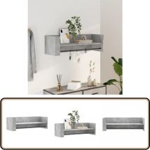 Tagère murale gris béton 100x35x30,5 cm bois d'ingénierie - Étagère Murale - Étagère Grise - Étagère Design - Rangement Mural - Meuble De Rangement
