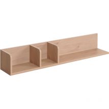 Étagère murale HHG-428, Étagère suspendue Étagère en bois Schweberegal, 3 compartiments 20x120x21cm, beige