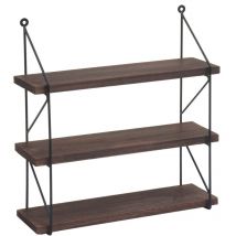 Tagère murale HHG 627, Étagère suspendue Étagère flottante, 3 étagères en métal massif-bois industriel 40x40x13cm, brun foncé