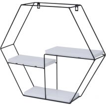 Tagère murale HWC-K76 - Étagère suspendue Étagère flottante - 3 étagères en métal massif-bois industriel 43x49x11cm - blanc
