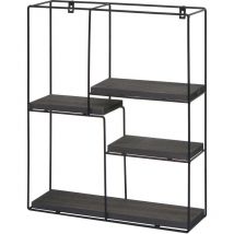 Tagère murale HWC-K76 - Étagère suspendue Étagère flottante - 4 étagères Métal massif-bois industriel 51x40x11cm - gris foncé