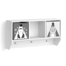 Étagère murale pour chambre d'enfant Luigi, Blanc, 107.2 x 56 cm avec 2 boxes pliants opt.1, Vicco