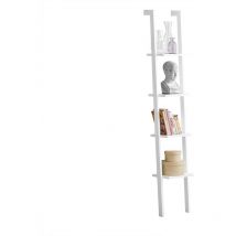 Sobuy - Bibliothèque Étagère murale style échelle, Étagère échelle 4 niveaux- Blanc FRG15-W