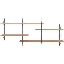 Miliboo - Etagère murale xl modulable en bois clair et métal noir L191 cm bridge