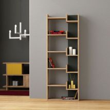 Effezeta Italia - Tagère Oppa En Chêne Et Anthracite 5 Niveaux, 11 Étagères P 22 X L 69 X H 162.5 Cm