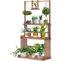 Tagère Plantes en Bois Extérieur Intérieur Echelle Fleurs Escalier pour Jardin Patio Terrasse Balcon - 79 x 36,5 x 145cm