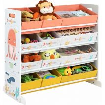 Songmics - tagère pour Jouets, Meuble Enfant avec 12 paniers en Tissu Non-tissé, Organisateur Jeux Livres, pour Salle de Jeux, Chambre, Blanc GKRS04WT