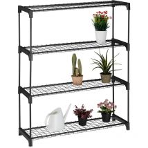 Tagère à plantes, 4 niveaux, pour pots, fleurs, métal et plastique, HxLxP : 106x91x28 cm, noir - Relaxdays