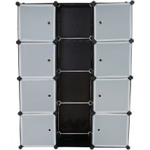 Etagère rangement Sydney système emboîtable 8 compartiments à 36x36x36cm, noir