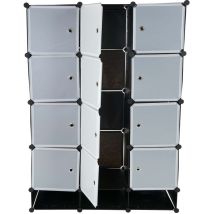 HHG - Etagère rangement Sydney système emboîtable 8 compartiments à 37x37x47cm, noir