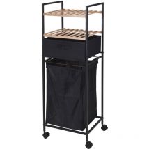 Etagère salle de bain Well Home avec 2 étagères + sac à linge polyester 40L, H.109cm
