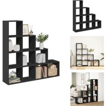 Tagère séparatrice de pièce 4 niveaux noir 131,5x29x131,5 cm - Étagère Séparatrice De Pièce - Étagères Séparatrices De Pièces - Étagère - Bibliothèque