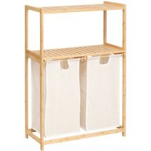 Étagère tidy box avec 2 sacs à linge en bambou marron 72x33cm - 5five