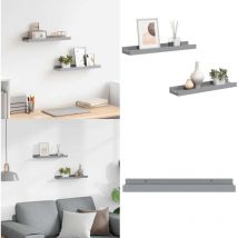 Tagères à rebord pour cadre photo 2 pcs Gris 40x9x3 cm mdf - Étagères Murales - Étagères Décoratives - Rangement Mural - Décoration Murale - Cadres