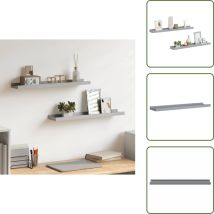 Tagères à rebord pour cadre photo 2 pcs Gris 60x9x3 cm mdf - Étagères Murales - Étagères Déco - Rangement Mural - Décoration Murale - Cadres Photo
