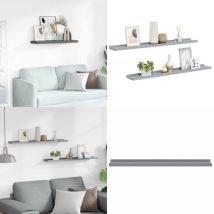 Étagères à rebord pour cadre photo 2 pcs Gris 80x9x3 cm MDF - Étagères Murales - Étagères Déco - Rangement Mural - Décoration Murale - Cadres Photo