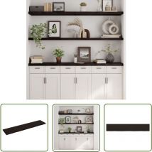 The Living Store Étagère murale marron foncé bois chêne massif traité - Étagère Murale - Étagère Rustique - Étagère Bois Chêne - Rangement Mural