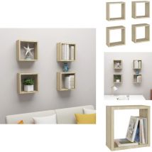 Tagères cube murales 4 pcs Chêne sonoma 30x15x30 cm - Étagère Cube - Étagères Cube - Étagère Cube Murale - Étagères Cube Murales