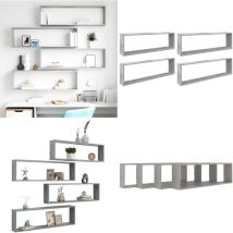Tagères cube murales 4 pcs gris béton bois d'ingénierie - Étagères Murales - Étagères Cubes - Décoration Murale - Rangement Mural - Meubles De Salle