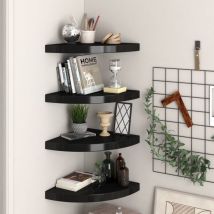 Tagères d'angle flottantes 4 pcs noir 35x35x3,8 cm mdf