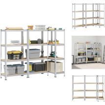Étagères de rangement à 4 niveaux 3 pcs acier bois d'ingénierie - Étagère - Étagères - Étagère De Garage - Étagère Industrielle