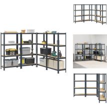 Étagères de rangement à 4 niveaux 4 pcs acier bois d'ingénierie - Étagère - Étagères - Étagère De Garage - Étagère Industrielle