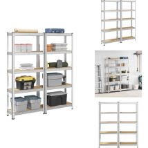 Étagères de rangement à 5 niveaux 2 pcs acier bois d'ingénierie - Étagère - Étagères - Étagère De Garage - Étagère Industrielle