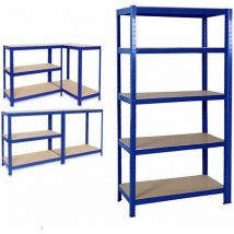 Hsha - tagères de Rangement à 5 Niveaux - 200 x 100 x 50cm, Bleu Étagères Charge Lourde Métallique