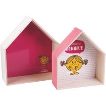 Monsieur Madame - Etagères en bois maison (Lot de 2)