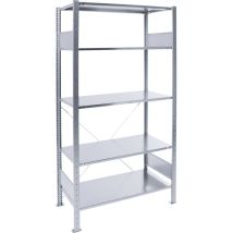 EUROKRAFT – Rayonnage emboîtable en acier galvanisé – 1300 x 400 mm – Charge max. 150 kg – 6 tablettes – Idéal pour entrepôts et ateliers