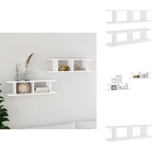 Tagères murales 2 pcs Blanc 75x18x20 cm bois d'ingénierie - Étagère Murale - Étagères Murales - Étagère Cube Murale - Étagères Cube Murales