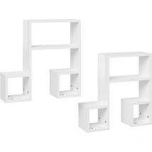 Tuserxln - inlife Étagères murales 2 pcs Blanc brillant 50x15x50 cm Aggloméré