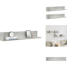 Étagères murales 2 pcs gris béton 100x16,5x16,5 cm - Étagère Murale - Étagères Murales - Étagère Flottante - Étagère Murale Flottante