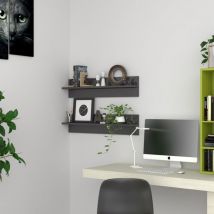 Asupermall - fimei Étagères murales 2 pcs Gris brillant 80x11,5x18 cm Aggloméré