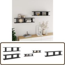 Tagères murales 2 pcs gris brillant 90x18x20cm bois ingénierie - Etagere Murale - Etageres Murales - Étagère Cube Murale - Étagères Cube Murales