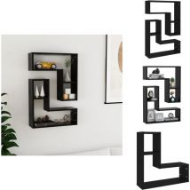 Tagères murales 2 pcs noir 50x15x50 cm bois d'ingénierie - Étagère Murale - Étagères Murales - Étagère Cube Murale - Étagères Cube Murales